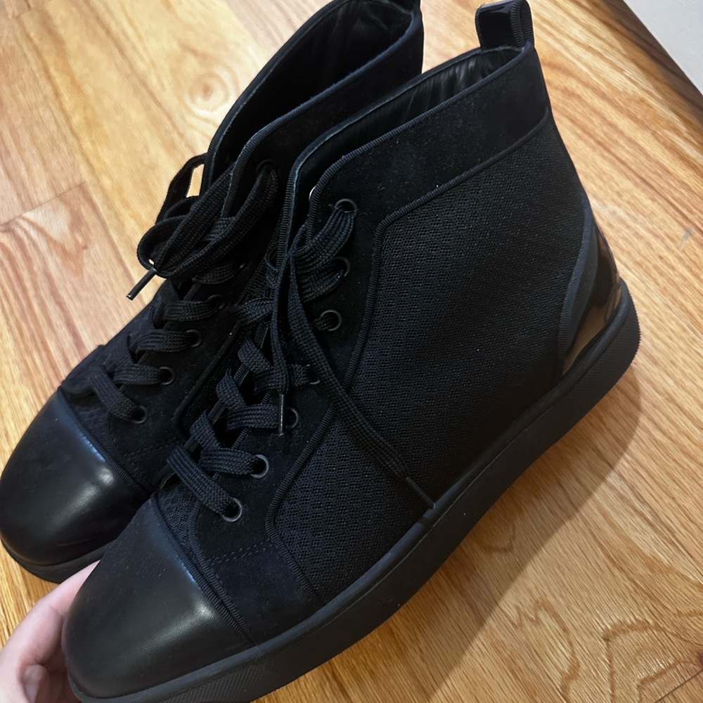 Christian Louboutin Men's Black and Red Sole Sneakers